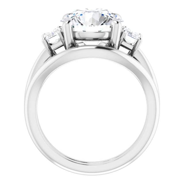 4.14 tcw Round Moissanite DEF/VVS Classic Three Stone Engagement Ring in 14KW | AllComponents_ViewB_4 4.14 tcw Round Moissanite DEF/VVS Classic Three Stone Engagement Ring in 14KW | AllComponents_ViewB_4