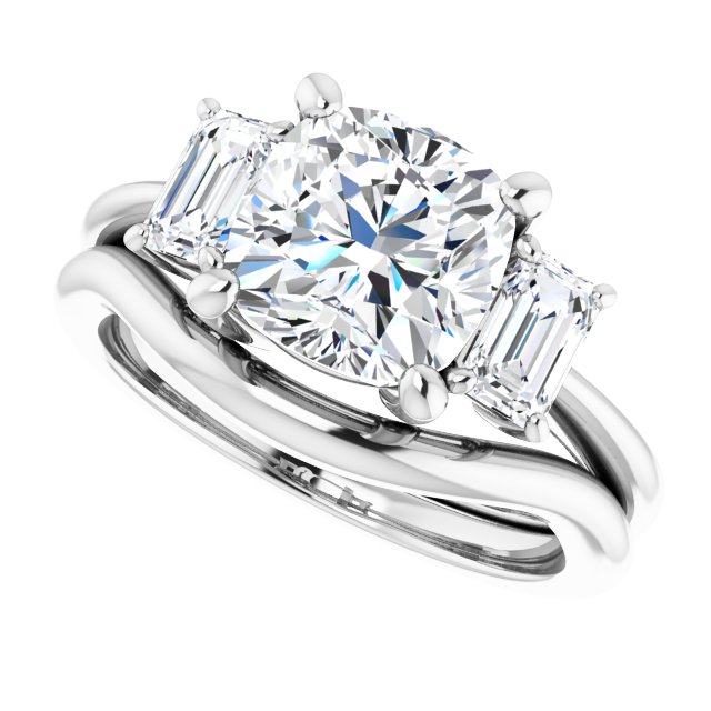 2.94 tcw Cushion Lab-Grown GH/VS2+ Classic Three Stone Engagement Ring in 14KW | AllComponents_View5