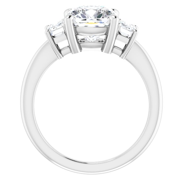 2.94 tcw Cushion Lab-Grown GH/VS2+ Classic Three Stone Engagement Ring in 14KW | ViewB_4