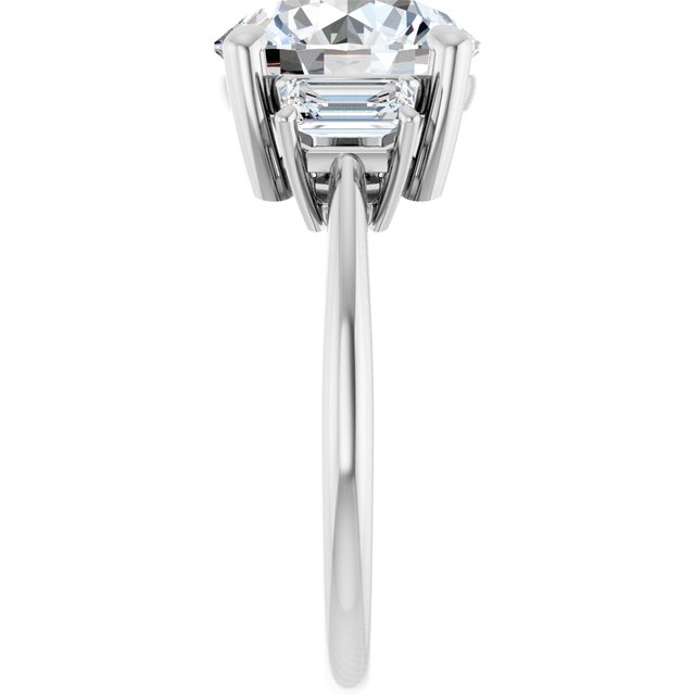4.14 tcw Round Moissanite DEF/VVS Classic Three Stone Engagement Ring in 14KW | ViewE 4.14 tcw Round Moissanite DEF/VVS Classic Three Stone Engagement Ring in 14KW | ViewE