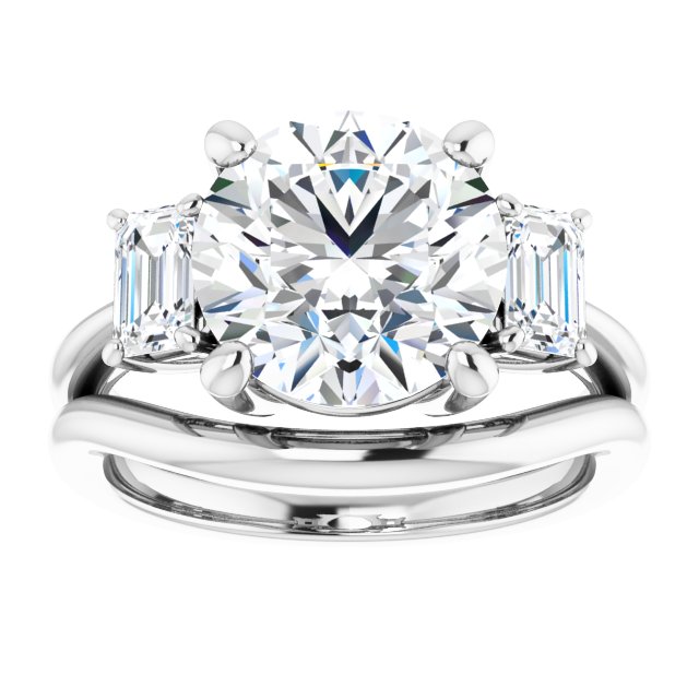 4.14 tcw Round Moissanite DEF/VVS Classic Three Stone Engagement Ring in 14KW | AllComponents_ViewS 4.14 tcw Round Moissanite DEF/VVS Classic Three Stone Engagement Ring in 14KW | AllComponents_ViewS