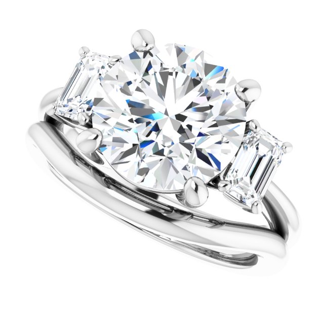 4.14 tcw Round Moissanite DEF/VVS Classic Three Stone Engagement Ring in 14KW | AllComponents_View5 4.14 tcw Round Moissanite DEF/VVS Classic Three Stone Engagement Ring in 14KW | AllComponents_View5