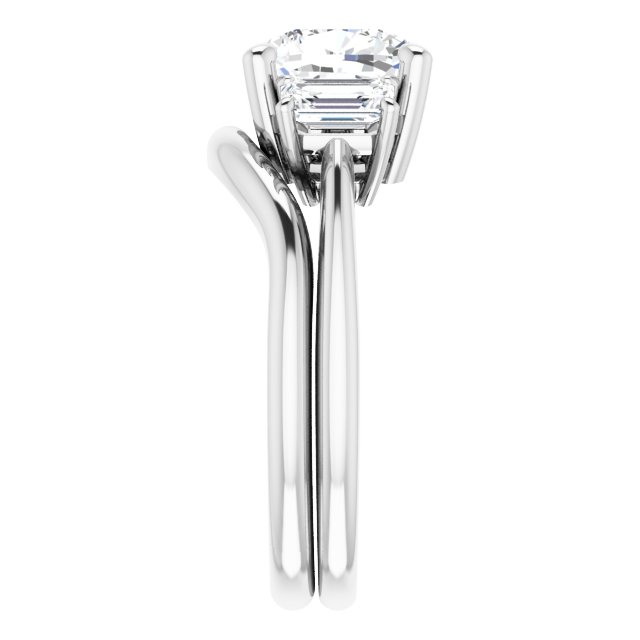 2.94 tcw Cushion Lab-Grown GH/VS2+ Classic Three Stone Engagement Ring in 14KW | AllComponents_ViewE