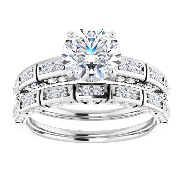 1.59 Round Lab-Grown GH/VS2+ Modern Sidestone Engagement Ring in 14KW | AllComponents_ViewS