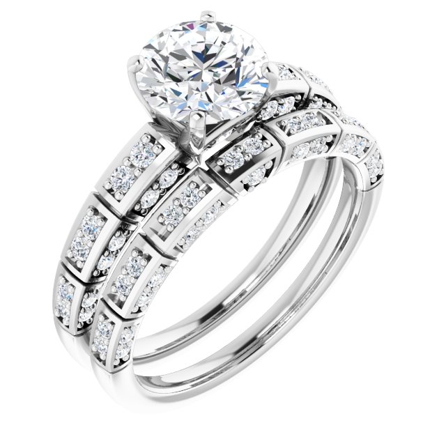 1.59 Round Lab-Grown GH/VS2+ Modern Sidestone Engagement Ring in 14KW | AllComponents_ViewA