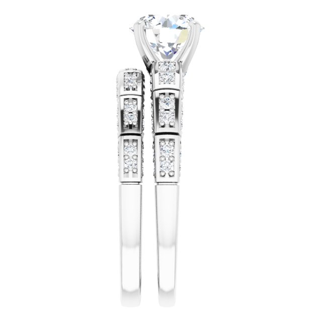 1.59 Round Lab-Grown GH/VS2+ Modern Sidestone Engagement Ring in 14KW | AllComponents_ViewE