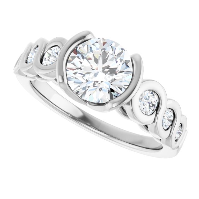 1.54 Round Lab-Grown GH/VS2+ Infinity Sidestone Engagement Ring in PLAT | View5 1.54 Round Lab-Grown GH/VS2+ Infinity Sidestone Engagement Ring in PLAT | View5