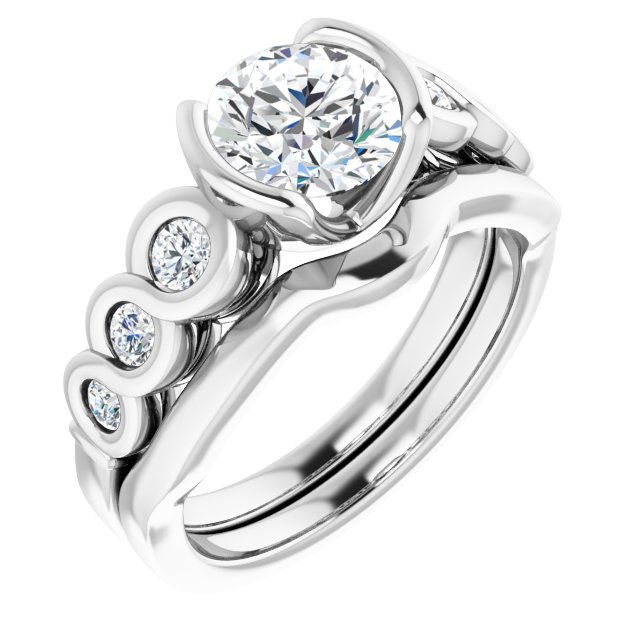 1.54 Round Lab-Grown GH/VS2+ Infinity Sidestone Engagement Ring in PLAT | AllComponents_ViewA 1.54 Round Lab-Grown GH/VS2+ Infinity Sidestone Engagement Ring in PLAT | AllComponents_ViewA