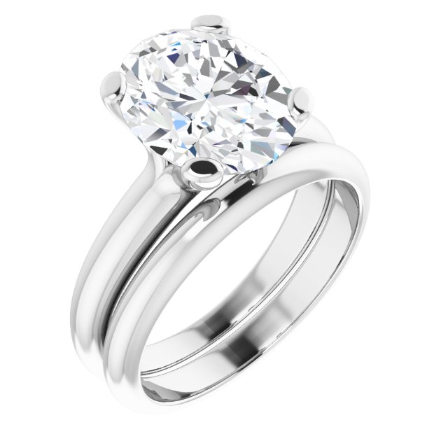 4.20 carat Oval Moissanite DEF/VVS Suspended Solitaire Engagement Ring in 14KW | AllComponents_ViewA 4.20 carat Oval Moissanite DEF/VVS Suspended Solitaire Engagement Ring in 14KW | AllComponents_ViewA