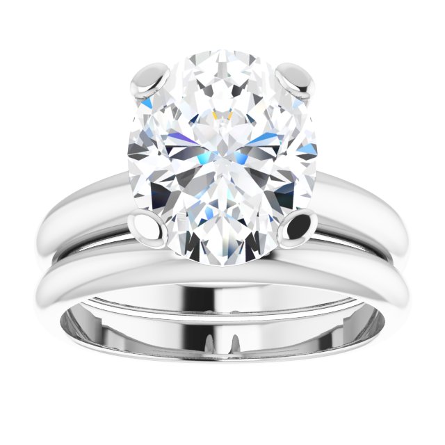 4.20 carat Oval Moissanite DEF/VVS Suspended Solitaire Engagement Ring in 14KW | AllComponents_ViewS 4.20 carat Oval Moissanite DEF/VVS Suspended Solitaire Engagement Ring in 14KW | AllComponents_ViewS