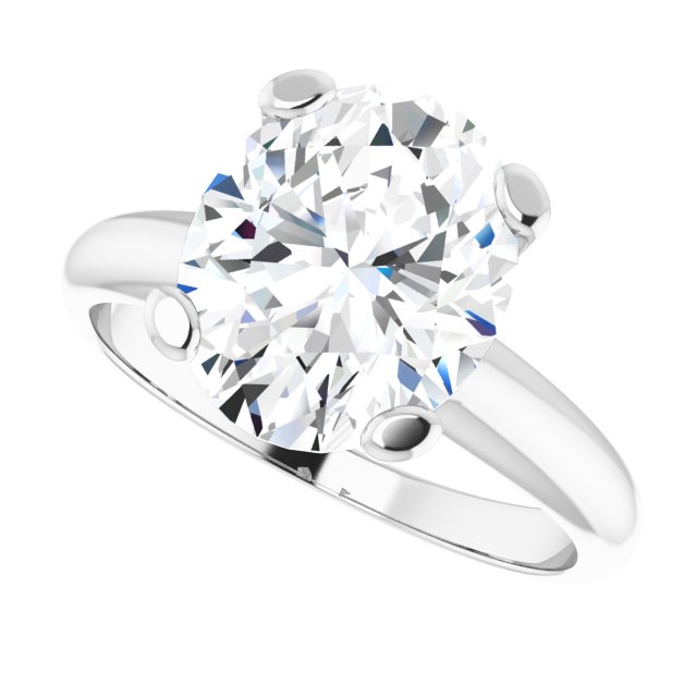 4.20 carat Oval Moissanite DEF/VVS Suspended Solitaire Engagement Ring in 14KW | View5 4.20 carat Oval Moissanite DEF/VVS Suspended Solitaire Engagement Ring in 14KW | View5