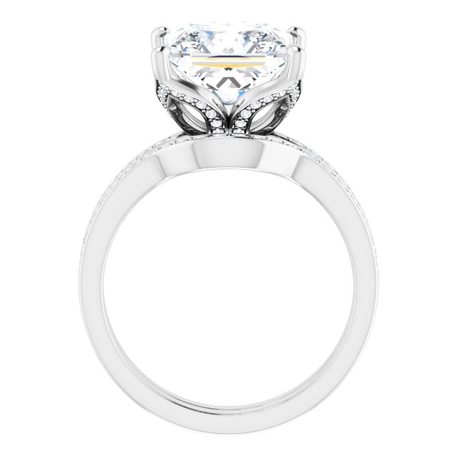 4.53 Square Moissanite DEF/VVS Tulip Sidestone Engagement Ring in 14KW | AllComponents_ViewB_4 4.53 Square Moissanite DEF/VVS Tulip Sidestone Engagement Ring in 14KW | AllComponents_ViewB_4