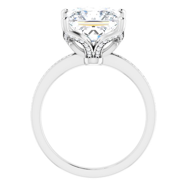 4.53 Square Moissanite DEF/VVS Tulip Sidestone Engagement Ring in 14KW | ViewB_4 4.53 Square Moissanite DEF/VVS Tulip Sidestone Engagement Ring in 14KW | ViewB_4