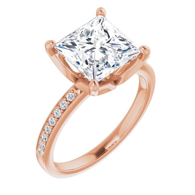 3.32 Square Lab-Grown D/VVS2+ Tulip Sidestone Engagement Ring in 18KR | ViewA 3.32 Square Lab-Grown D/VVS2+ Tulip Sidestone Engagement Ring in 18KR | ViewA