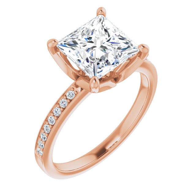2.72 Square Lab-Grown D/VVS2+ Tulip Sidestone Engagement Ring in 18KR | ViewA 2.72 Square Lab-Grown D/VVS2+ Tulip Sidestone Engagement Ring in 18KR | ViewA