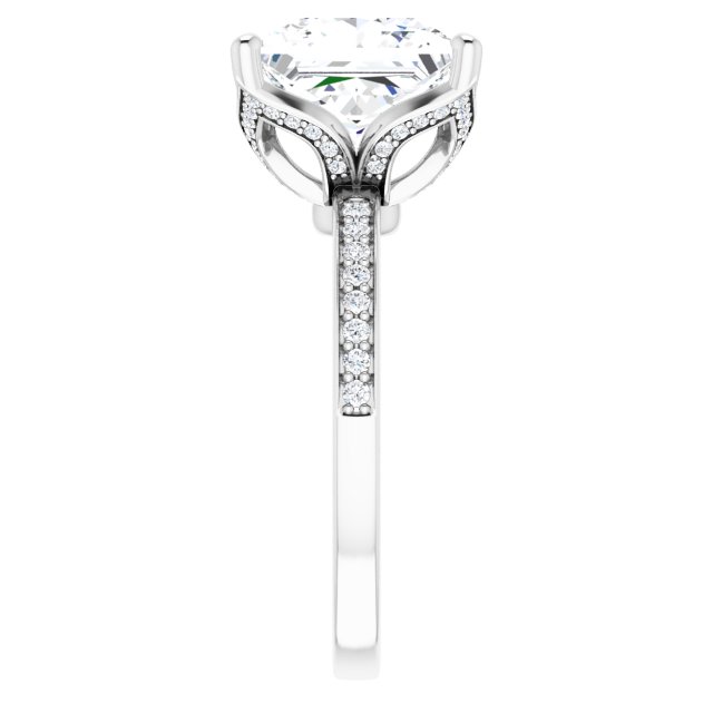 4.53 Square Moissanite DEF/VVS Tulip Sidestone Engagement Ring in 14KW | ViewE 4.53 Square Moissanite DEF/VVS Tulip Sidestone Engagement Ring in 14KW | ViewE