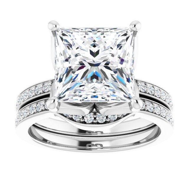 4.53 Square Moissanite DEF/VVS Tulip Sidestone Engagement Ring in 14KW | AllComponents_ViewS 4.53 Square Moissanite DEF/VVS Tulip Sidestone Engagement Ring in 14KW | AllComponents_ViewS