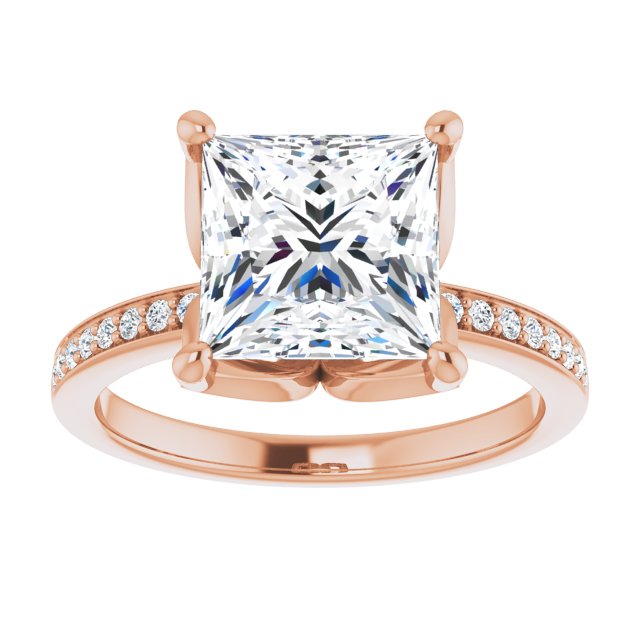 3.32 Square Lab-Grown D/VVS2+ Tulip Sidestone Engagement Ring in 18KR | ViewS 3.32 Square Lab-Grown D/VVS2+ Tulip Sidestone Engagement Ring in 18KR | ViewS
