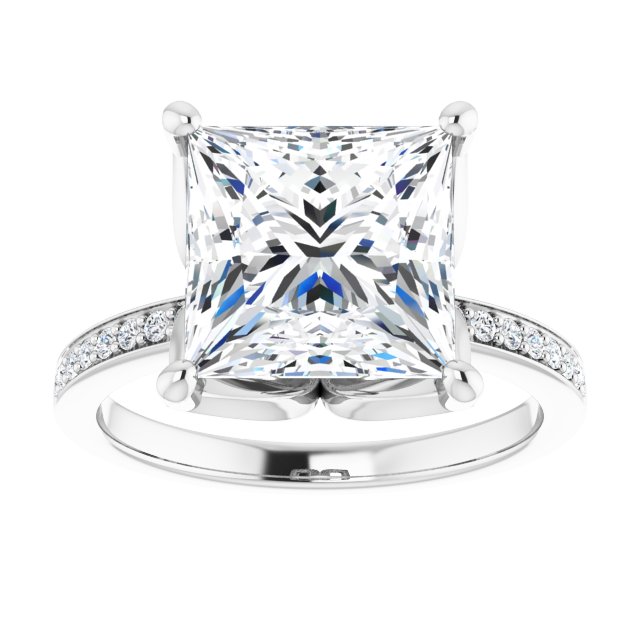 4.53 Square Moissanite DEF/VVS Tulip Sidestone Engagement Ring in 14KW | ViewS 4.53 Square Moissanite DEF/VVS Tulip Sidestone Engagement Ring in 14KW | ViewS