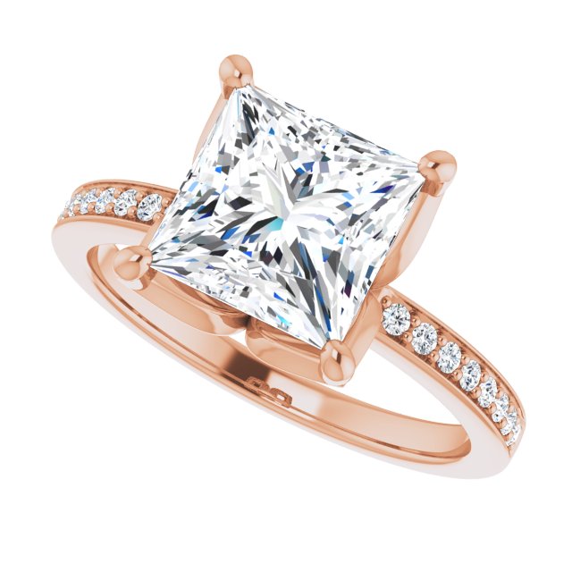 2.72 Square Lab-Grown D/VVS2+ Tulip Sidestone Engagement Ring in 18KR | View5 2.72 Square Lab-Grown D/VVS2+ Tulip Sidestone Engagement Ring in 18KR | View5