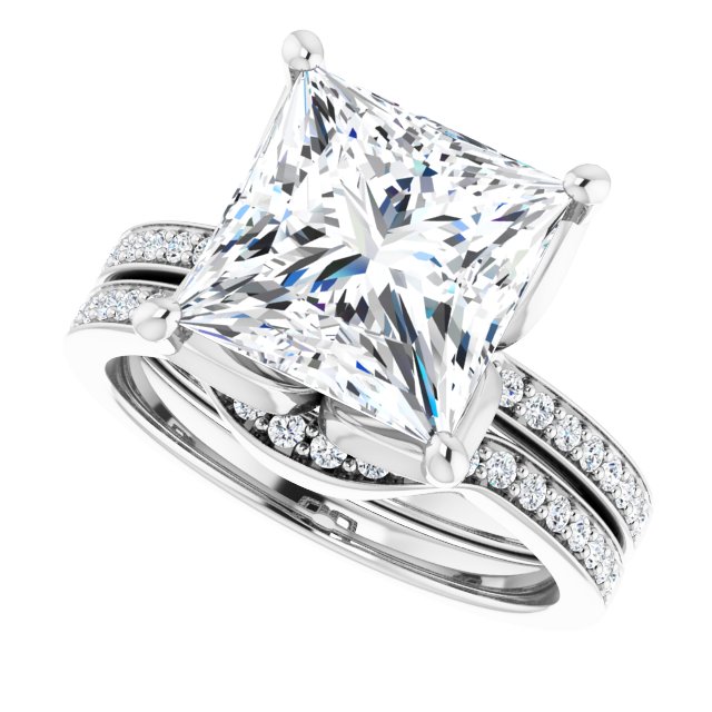 4.53 Square Moissanite DEF/VVS Tulip Sidestone Engagement Ring in 14KW | AllComponents_View5 4.53 Square Moissanite DEF/VVS Tulip Sidestone Engagement Ring in 14KW | AllComponents_View5