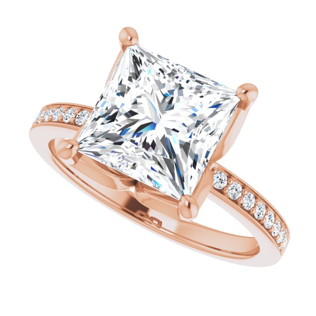 3.32 Square Lab-Grown D/VVS2+ Tulip Sidestone Engagement Ring in 18KR | View5 3.32 Square Lab-Grown D/VVS2+ Tulip Sidestone Engagement Ring in 18KR | View5