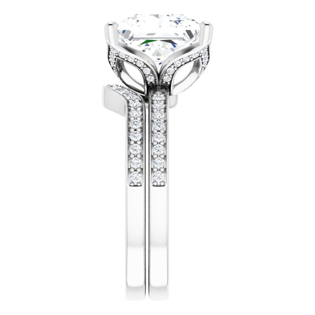 4.53 Square Moissanite DEF/VVS Tulip Sidestone Engagement Ring in 14KW | AllComponents_ViewE 4.53 Square Moissanite DEF/VVS Tulip Sidestone Engagement Ring in 14KW | AllComponents_ViewE