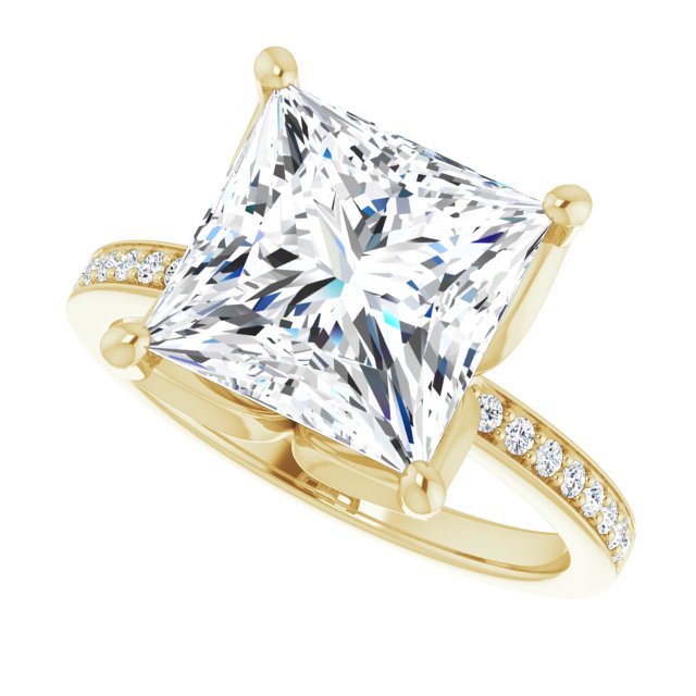 4.53 Square Diamond EF/VS1+ Tulip Sidestone Engagement Ring in 14KY | View5 4.53 Square Diamond EF/VS1+ Tulip Sidestone Engagement Ring in 14KY | View5