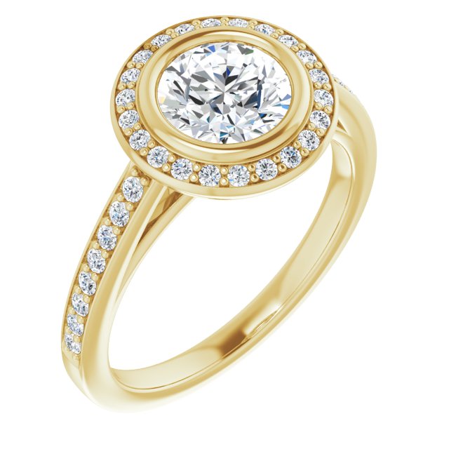 1.38 Tcw Round Diamond GH/VS2+ Modern Halo Engagement Ring in 14KY | ViewA 1.38 Tcw Round Diamond GH/VS2+ Modern Halo Engagement Ring in 14KY | ViewA