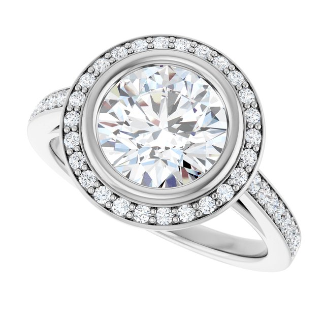 2.43 Tcw Round Lab-Grown GH/VS2+ Modern Halo Engagement Ring in 14KW | View5 2.43 Tcw Round Lab-Grown GH/VS2+ Modern Halo Engagement Ring in 14KW | View5