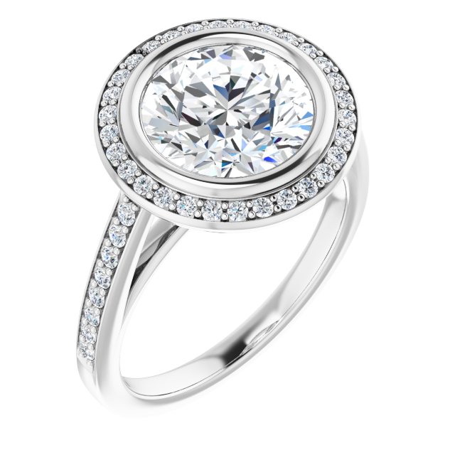 3.18 Tcw Round Moissanite DEF/VVS Modern Halo Engagement Ring in PLAT | ViewA