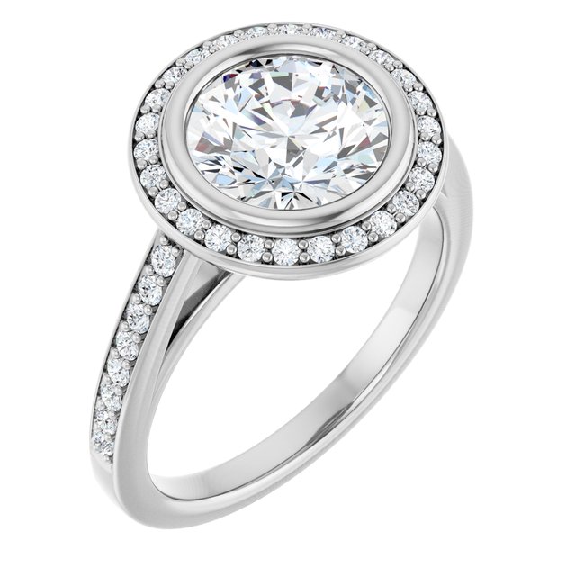 2.43 Tcw Round Lab-Grown GH/VS2+ Modern Halo Engagement Ring in 14KW | ViewA 2.43 Tcw Round Lab-Grown GH/VS2+ Modern Halo Engagement Ring in 14KW | ViewA