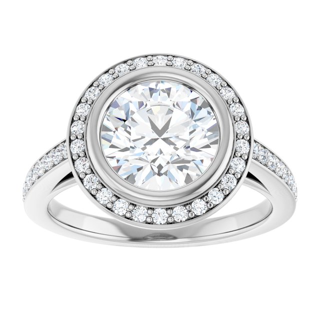 2.43 Tcw Round Lab-Grown GH/VS2+ Modern Halo Engagement Ring in 14KW | ViewS 2.43 Tcw Round Lab-Grown GH/VS2+ Modern Halo Engagement Ring in 14KW | ViewS