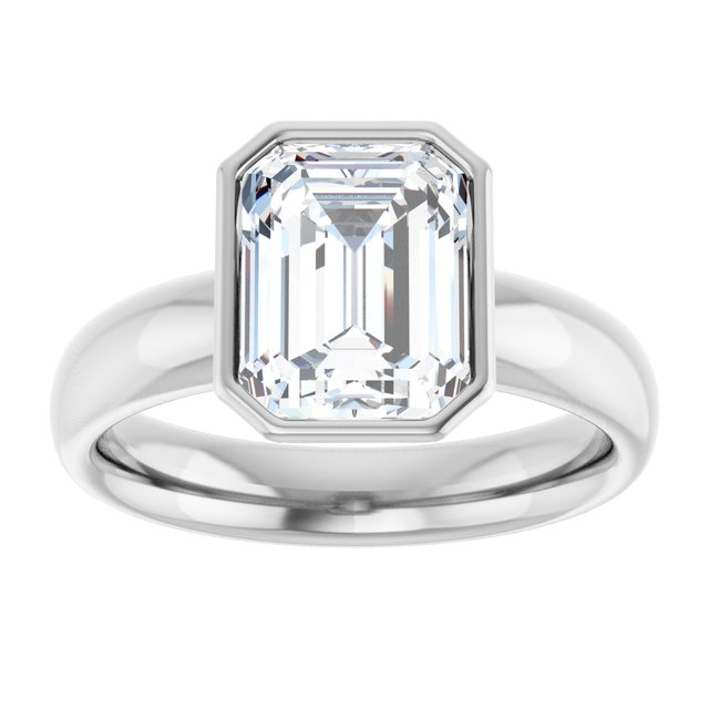 2.52 carat Emerald Moissanite DEF/VVS Modern Solitaire Engagement Ring in 14KW | ViewS 2.52 carat Emerald Moissanite DEF/VVS Modern Solitaire Engagement Ring in 14KW | ViewS