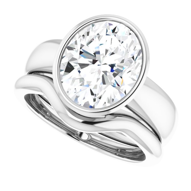 4.20 carat Oval Moissanite DEF/VVS Modern Solitaire Engagement Ring in 14KW | AllComponents_View5 4.20 carat Oval Moissanite DEF/VVS Modern Solitaire Engagement Ring in 14KW | AllComponents_View5