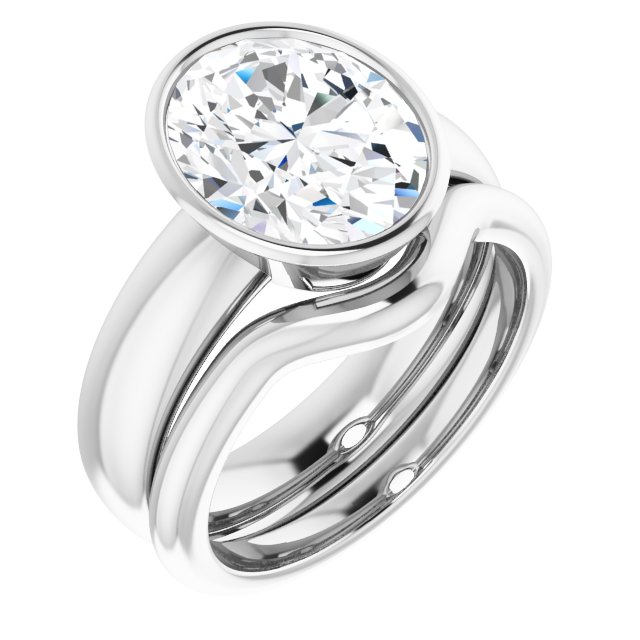 4.20 carat Oval Moissanite DEF/VVS Modern Solitaire Engagement Ring in 14KW | AllComponents_ViewA 4.20 carat Oval Moissanite DEF/VVS Modern Solitaire Engagement Ring in 14KW | AllComponents_ViewA