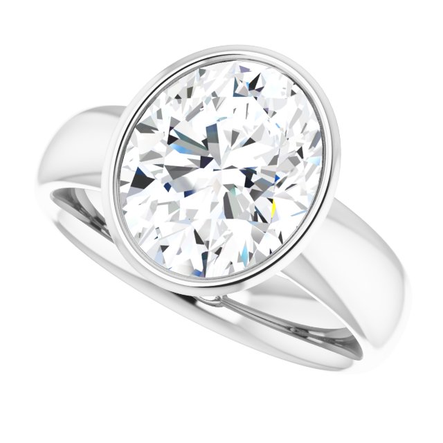 4.20 carat Oval Moissanite DEF/VVS Modern Solitaire Engagement Ring in 14KW | View5 4.20 carat Oval Moissanite DEF/VVS Modern Solitaire Engagement Ring in 14KW | View5