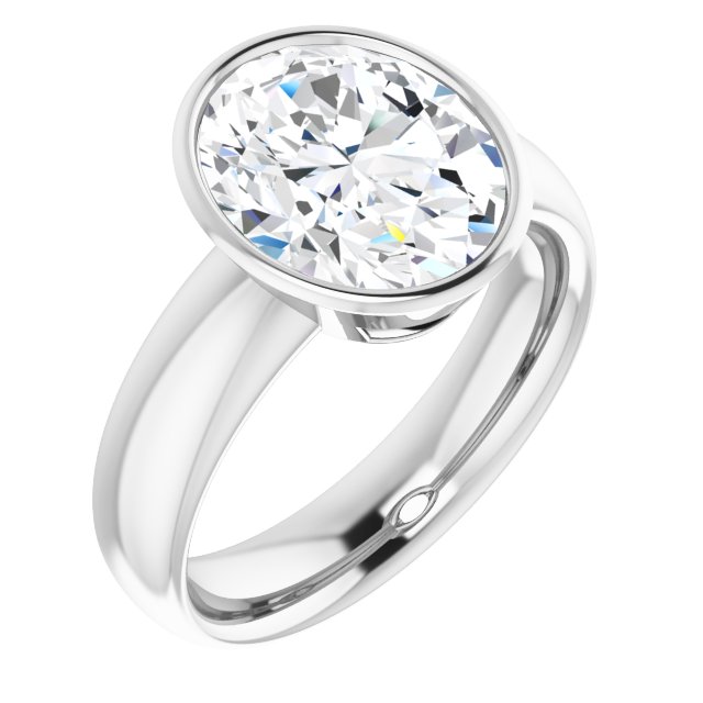 4.20 carat Oval Moissanite DEF/VVS Modern Solitaire Engagement Ring in 14KW | ViewA 4.20 carat Oval Moissanite DEF/VVS Modern Solitaire Engagement Ring in 14KW | ViewA