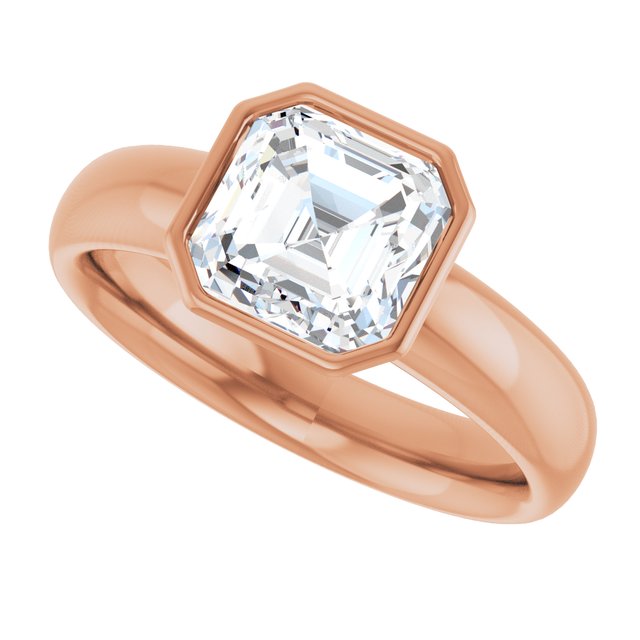 2.00 carat Asscher Diamond EF/VS1+ Modern Solitaire Engagement Ring in 14KR | View5 2.00 carat Asscher Diamond EF/VS1+ Modern Solitaire Engagement Ring in 14KR | View5