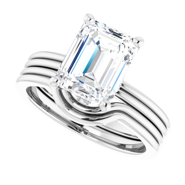2.61 Tcw Emerald Lab-Grown GH/VS2+ Modern Hidden Halo Engagement Ring in 14KW | AllComponents_View5 2.61 Tcw Emerald Lab-Grown GH/VS2+ Modern Hidden Halo Engagement Ring in 14KW | AllComponents_View5