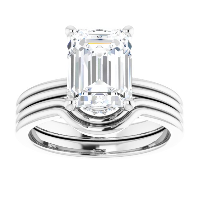 2.61 Tcw Emerald Lab-Grown GH/VS2+ Modern Hidden Halo Engagement Ring in 14KW | AllComponents_ViewS 2.61 Tcw Emerald Lab-Grown GH/VS2+ Modern Hidden Halo Engagement Ring in 14KW | AllComponents_ViewS
