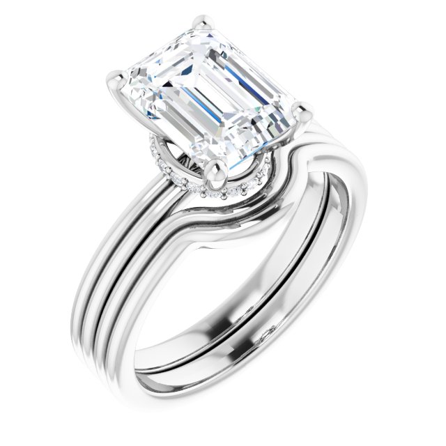 2.61 Tcw Emerald Lab-Grown GH/VS2+ Modern Hidden Halo Engagement Ring in 14KW | AllComponents_ViewA 2.61 Tcw Emerald Lab-Grown GH/VS2+ Modern Hidden Halo Engagement Ring in 14KW | AllComponents_ViewA