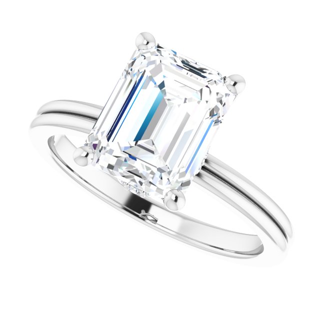 2.61 Tcw Emerald Lab-Grown GH/VS2+ Modern Hidden Halo Engagement Ring in 14KW | View5 2.61 Tcw Emerald Lab-Grown GH/VS2+ Modern Hidden Halo Engagement Ring in 14KW | View5