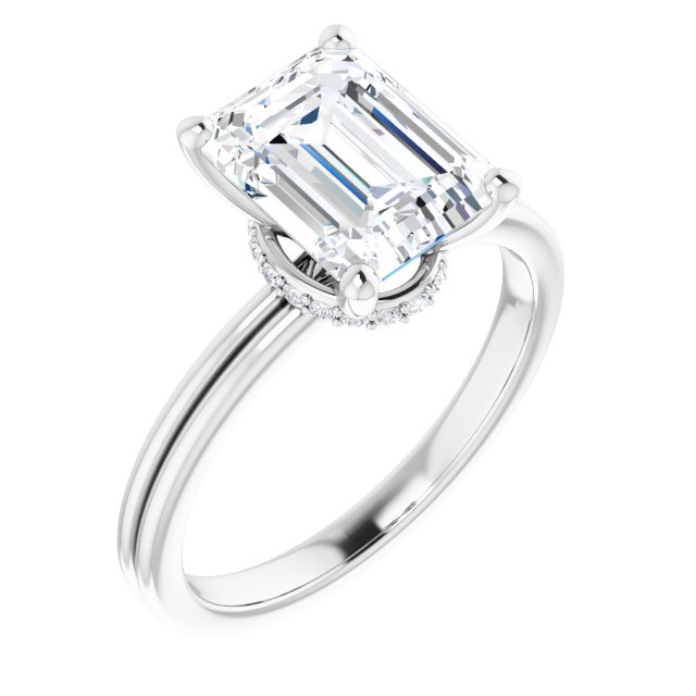 2.61 Tcw Emerald Lab-Grown GH/VS2+ Modern Hidden Halo Engagement Ring in 14KW | ViewA 2.61 Tcw Emerald Lab-Grown GH/VS2+ Modern Hidden Halo Engagement Ring in 14KW | ViewA