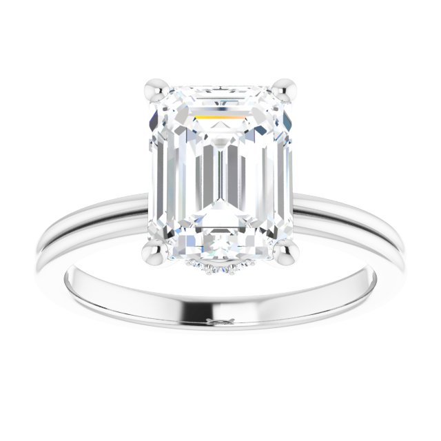 2.61 Tcw Emerald Lab-Grown GH/VS2+ Modern Hidden Halo Engagement Ring in 14KW | ViewS 2.61 Tcw Emerald Lab-Grown GH/VS2+ Modern Hidden Halo Engagement Ring in 14KW | ViewS