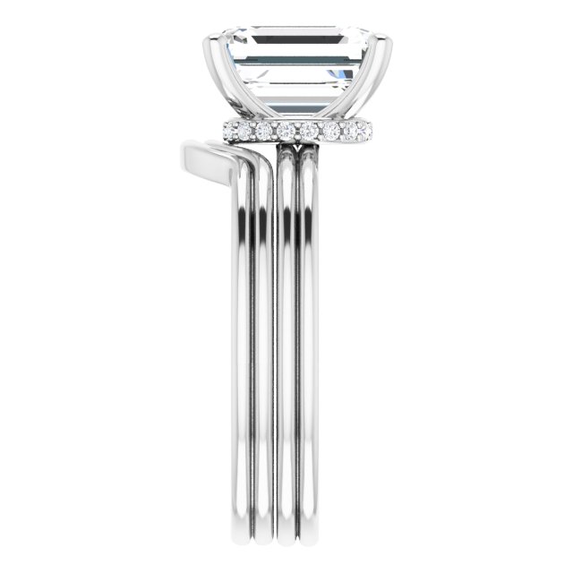 2.61 Tcw Emerald Lab-Grown GH/VS2+ Modern Hidden Halo Engagement Ring in 14KW | AllComponents_ViewE 2.61 Tcw Emerald Lab-Grown GH/VS2+ Modern Hidden Halo Engagement Ring in 14KW | AllComponents_ViewE