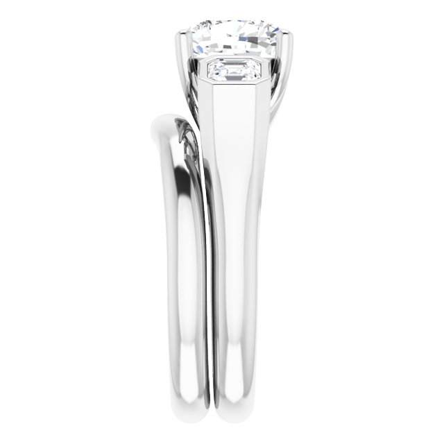 3.06 tcw Cushion Lab-Grown GH/VS2+ Trellis Three Stone Engagement Ring in 14KW | AllComponents_ViewE 3.06 tcw Cushion Lab-Grown GH/VS2+ Trellis Three Stone Engagement Ring in 14KW | AllComponents_ViewE