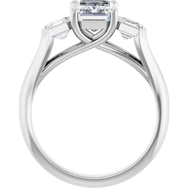 2.41 tcw Emerald Lab-Grown GH/VS2+ Trellis Three Stone Engagement Ring in 14KW | ViewB_4