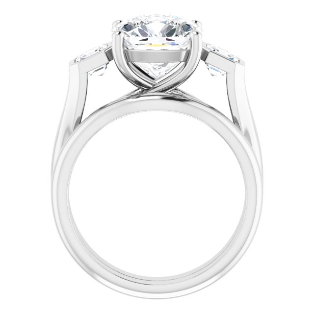 3.96 tcw Cushion Moissanite DEF/VVS Trellis Three Stone Engagement Ring in 14KW | AllComponents_ViewB_4 3.96 tcw Cushion Moissanite DEF/VVS Trellis Three Stone Engagement Ring in 14KW | AllComponents_ViewB_4