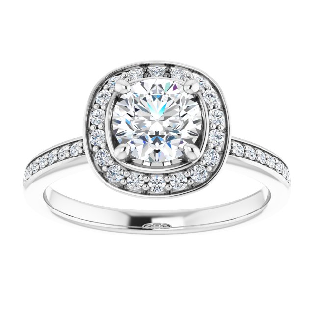 1.05 Tcw Round Lab-Grown EF/VS1+ Floral Halo Engagement Ring in 14KW | ViewS 1.05 Tcw Round Lab-Grown EF/VS1+ Floral Halo Engagement Ring in 14KW | ViewS